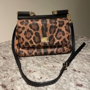 Dolce & Gabbana Sicily Medium Calf Leather Satchel Bag Leopard